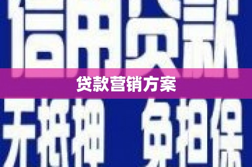 卓溪贷款营销方案