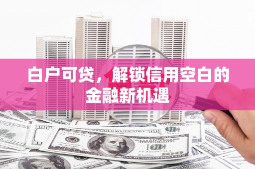 卓溪白户可贷，解锁信用空白的金融新机遇