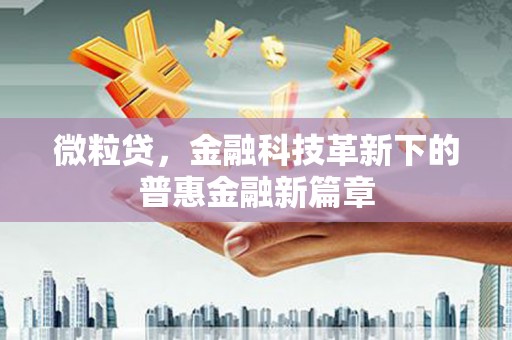 卓溪微粒贷，金融科技革新下的普惠金融新篇章