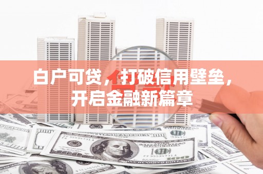 卓溪白户可贷，打破信用壁垒，开启金融新篇章
