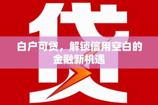 卓溪白户可贷，解锁信用空白的金融新机遇
