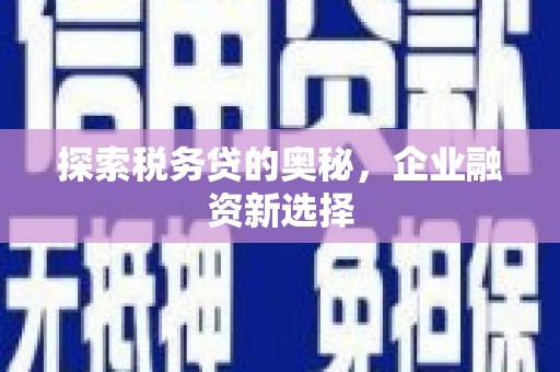 卓溪探索税务贷的奥秘，企业融资新选择