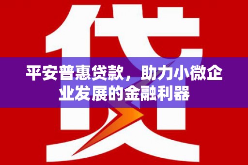卓溪平安普惠贷款，助力小微企业发展的金融利器