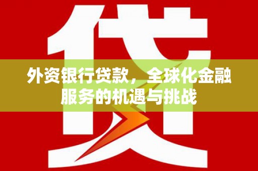 卓溪外资银行贷款，全球化金融服务的机遇与挑战